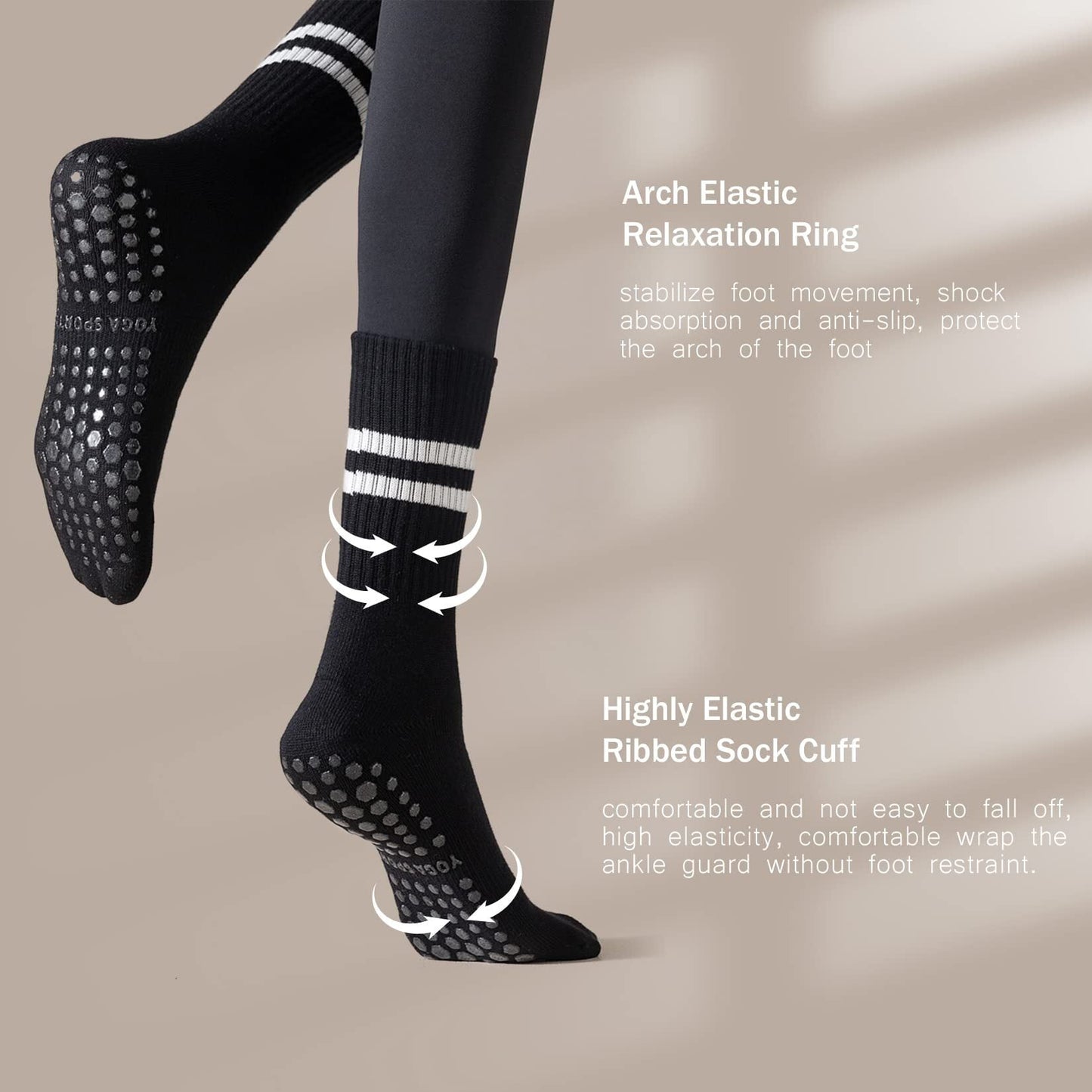 4 Pairs Pilates Grip Socks for Women Yoga Socks with Grips Hospital Socks Grippy Socks Dance Socks