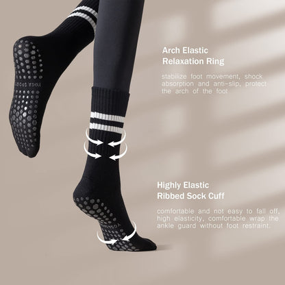 4 Pairs Pilates Grip Socks for Women Yoga Socks with Grips Hospital Socks Grippy Socks Dance Socks