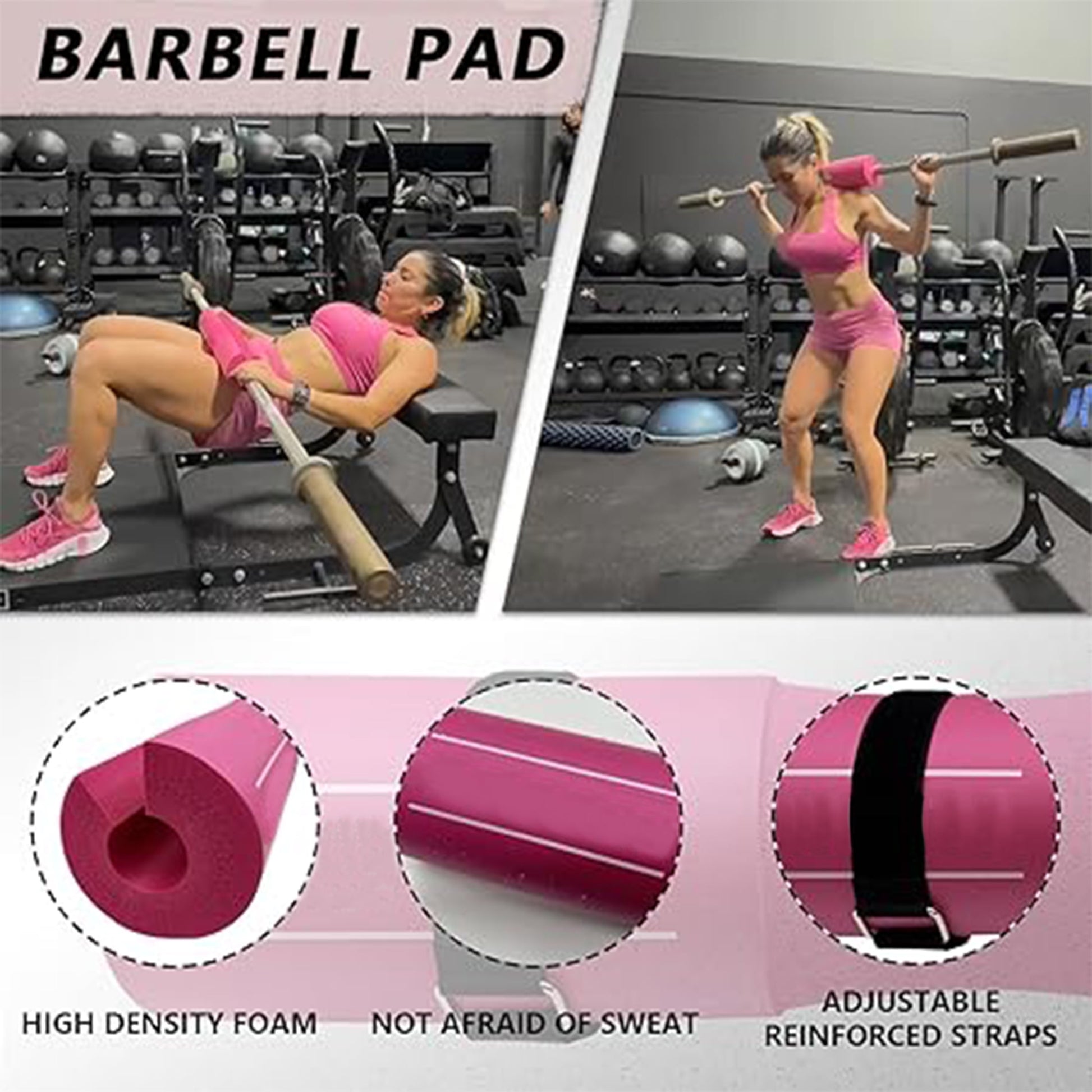 Elevate Your Workouts with the Ultimate 9-Piece Barbell Pad Set in Stylish Pink – Includes Everything You Need for Hip Thrusts and Leg Training!