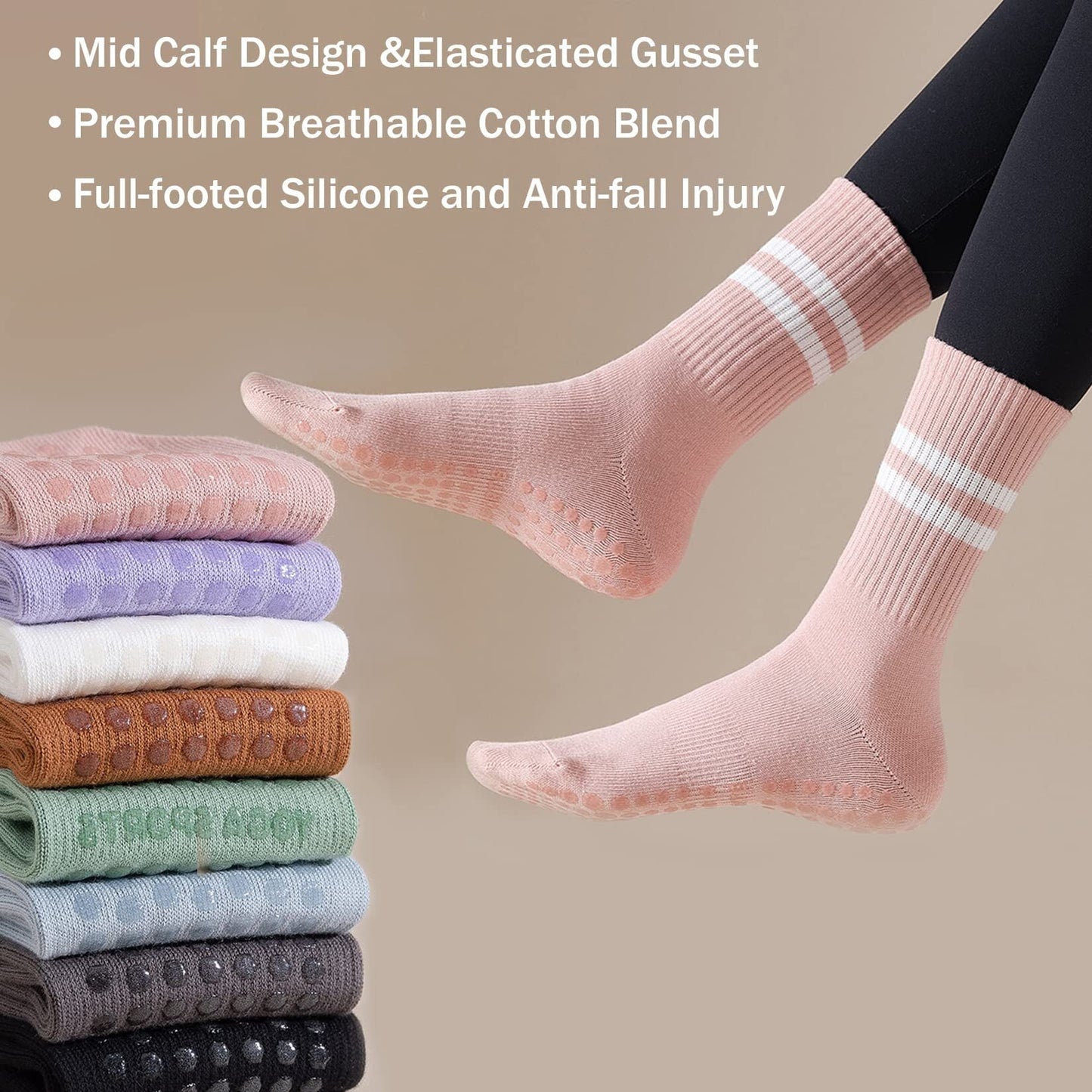 4 Pairs Pilates Grip Socks for Women Yoga Socks with Grips Hospital Socks Grippy Socks Dance Socks