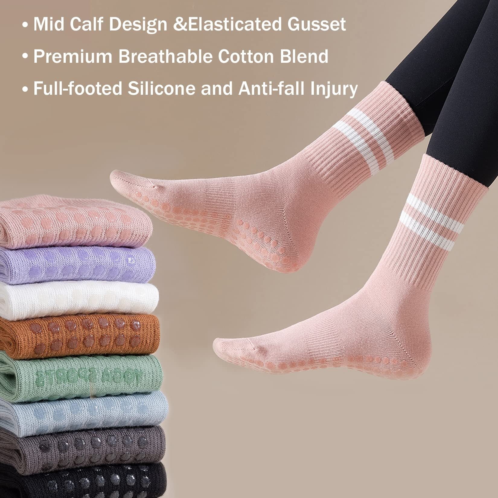 4 Pairs Pilates Grip Socks for Women Yoga Socks with Grips Hospital Socks Grippy Socks Dance Socks