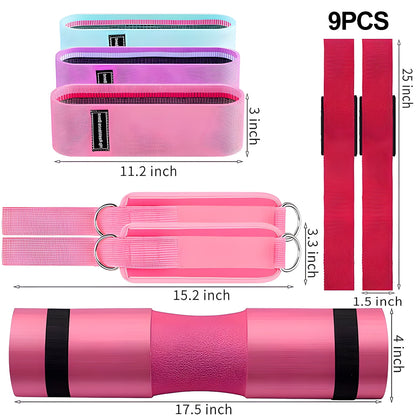 Elevate Your Workouts with the Ultimate 9-Piece Barbell Pad Set in Stylish Pink – Includes Everything You Need for Hip Thrusts and Leg Training!