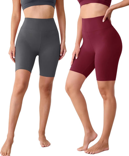 Creamlush 3 Pack Biker Shorts for Women -8" High Waisted Soft Stretchy Spandex Athletic Yoga Shorts