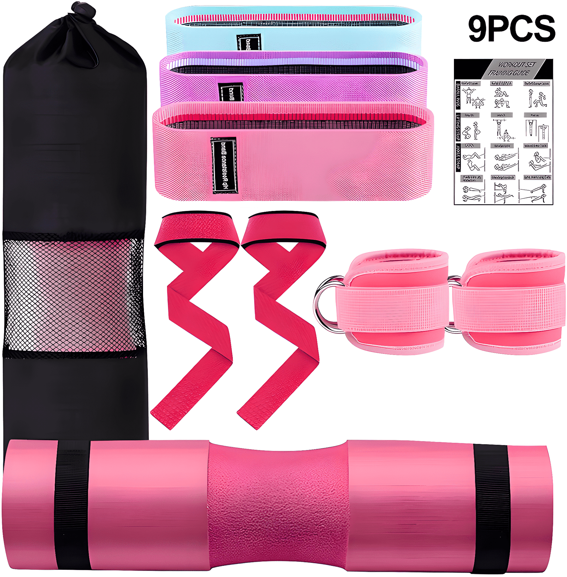 Elevate Your Workouts with the Ultimate 9-Piece Barbell Pad Set in Stylish Pink – Includes Everything You Need for Hip Thrusts and Leg Training!