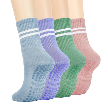 4 Pairs Pilates Grip Socks for Women Yoga Socks with Grips Hospital Socks Grippy Socks Dance Socks