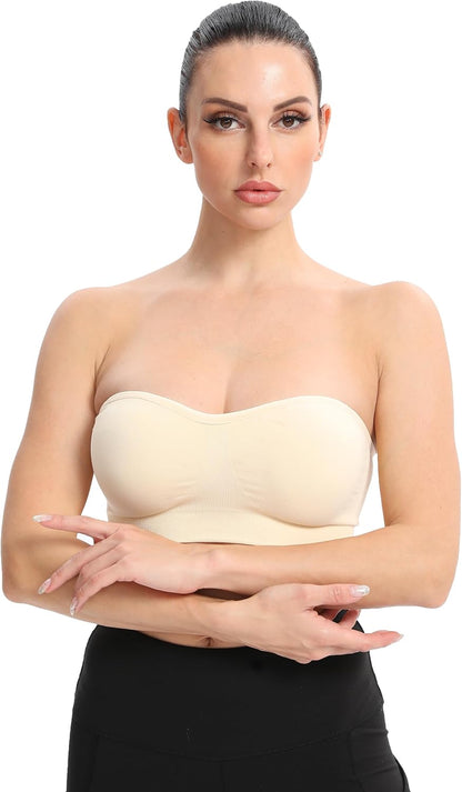 Experience Ultimate Comfort with Our Non-Slip Silicone Strapless Bras for Women - Seamless Wireless Bralette with Removable Padding
